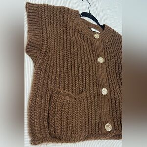Cozy Brown Knit Cardigan with Button Detail